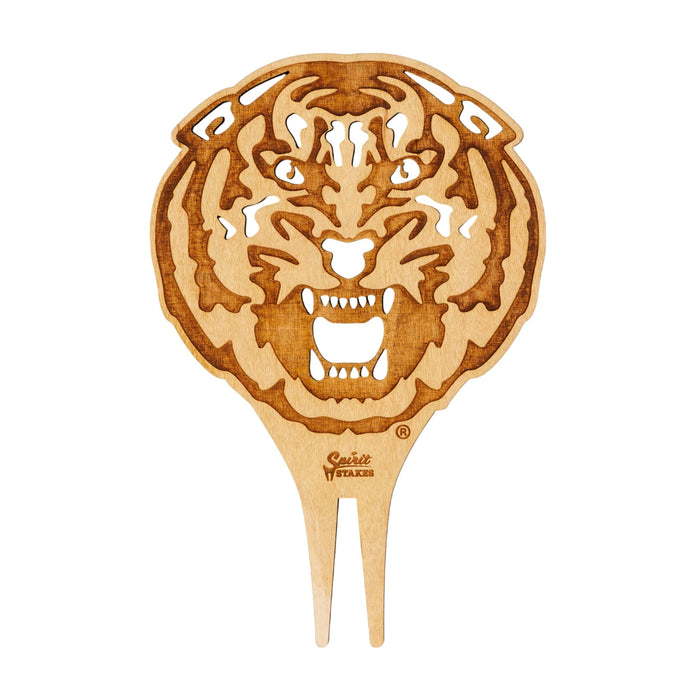 Louisiana State University Tiger Head Natural Wood Plant Stake