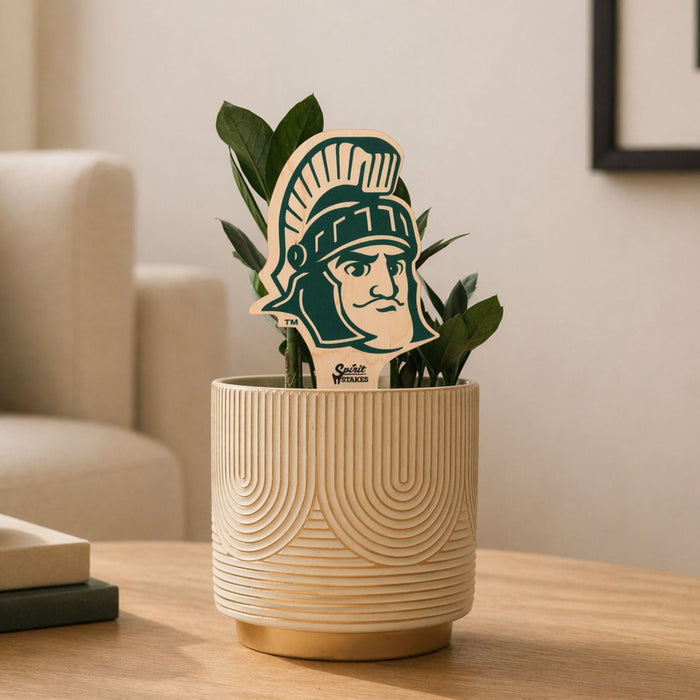 Michigan State Sparty Head Color Plant Stake