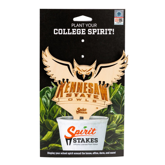 Kennesaw State University Owl Natural Wood Plant Stake