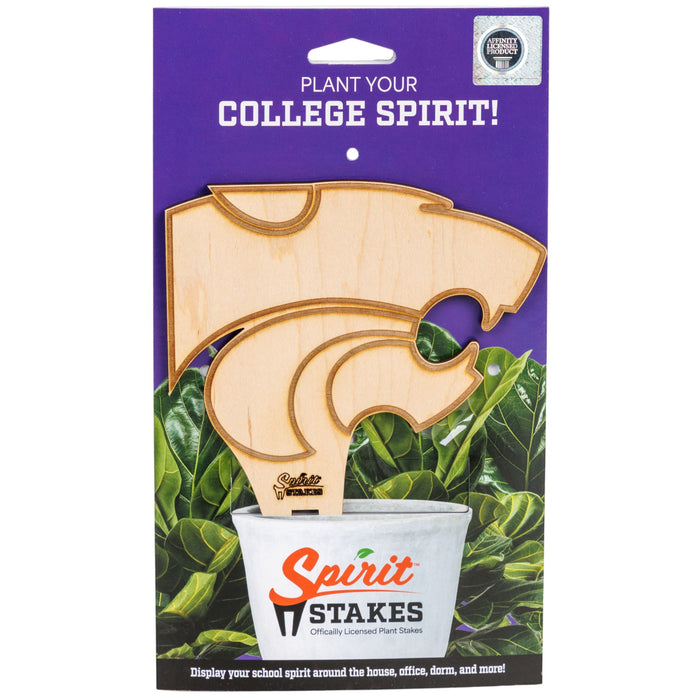 Kansas State Wildcat Head Natural Wood Plant Stake