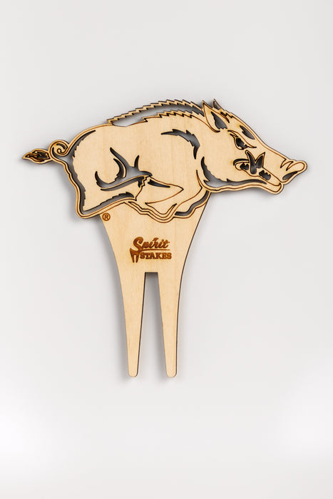 University of Arkansas Running Razorback Natural Wood Plant Stake