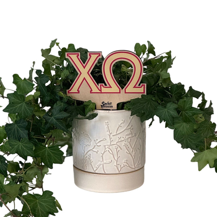 Chi Omega Letters Color Plant Stake
