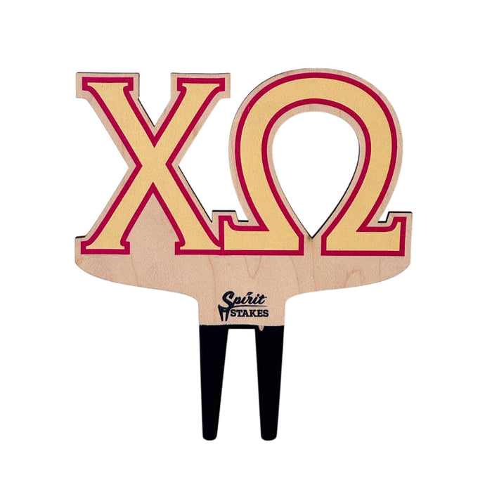 Chi Omega Letters Color Plant Stake