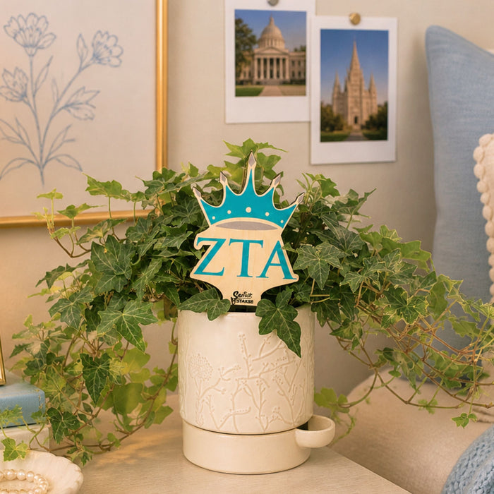Zeta Tau Alpha Crown Color Plant Stake